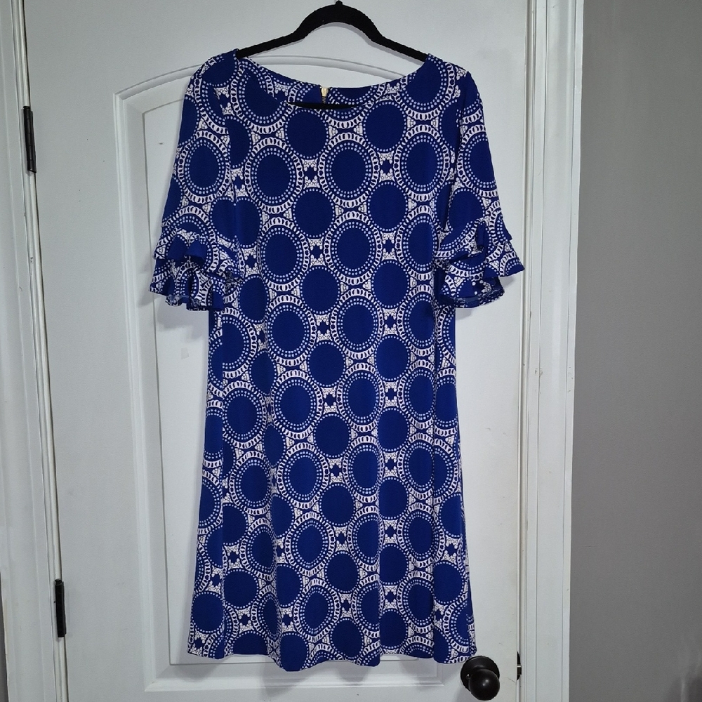 Ronni Nicole Blue and White Maxi Dress